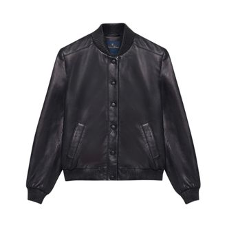 Brooks Brothers Suede Bomber Jacket - female - Brooks Brothers - Leather Jackets - Blue - XS - Jackets