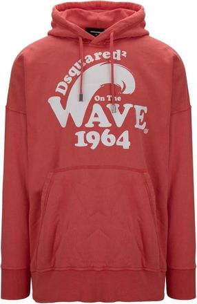 Dsquared2 Heren hoodie met trekkoord - Heren - Hoodies - Rood - L - Katoen - Hoodies & sweatvesten
