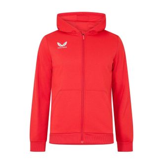 Castore Herenhoodie van geborsteld fleece met doorlopende ritssluiting (Echt rood)