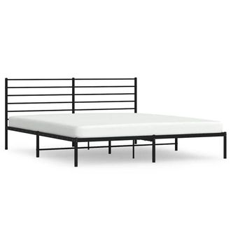 Berkfield Home Metal Bed Frame with Headboard Black 193x203 cm