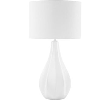 Beliani Beliani - Modern Table Lamp Round Cylindrical Drum Shade Light Beige Porcelain Base Santee