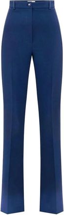 Elisabetta Franchi Polyester Broek met Rits- en Knoopsluiting - Dames - Wijde Broeken - Blauw - XL - Polyester - Broeken