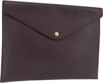 Louis Vuitton Pre-owned Taiga Leren Pouch - unisex - Vintage Clutch - Bruin - ONE Size - Leer - Vintage