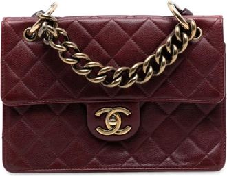 Chanel Borsa a tracolla Retro Class Paris Edinburgh in pelle Caviar trapuntata con battente 2013-2014 - Rosso