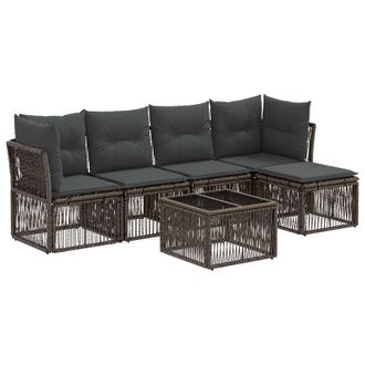 vidaXL Set Divano Da Giardino 6 Pz Grigio Polyrattan Vidaxl