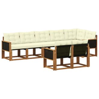 vidaXL Conjunto De Sof&aacute;s De Exterior Con Coj&iacute;n 8 Pcs Natural Y Crema Vidaxl