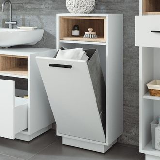 Vicco Mobiletto da bagno Beatrice, Bianco/Sonoma, 38 x 93 cm con tasca interna rimovibile