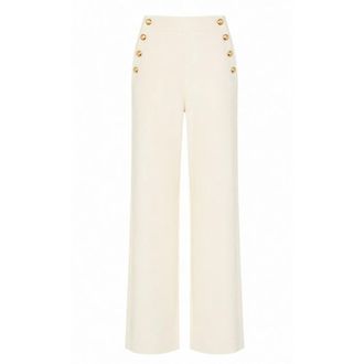 Max Mara Betulla Wide Broeken - Dames - Broeken - Wit - Maat: XS Katoen