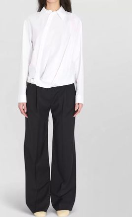 Loewe cotton asymmetric draped long-sleeve shirt