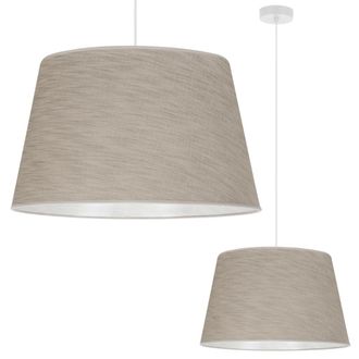 OEM L&aacute;mpara Colgante, Cono De Lino, Blanco, 1 Plano, Pantalla Beige, L05 44cm