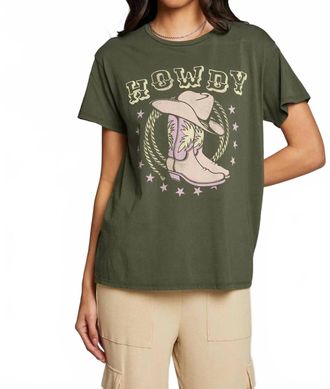Chaser Howdy Boots Tee In Olive Green
