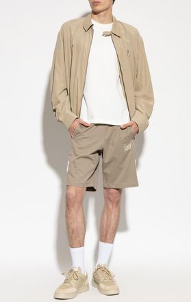 Emporio Armani Sweat Shorts With Printed Logo, Mens, Beige