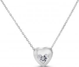 Allurez Heart White Topaz Bezel Pendant Necklace 14K White Gold (0.30ct)