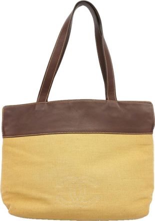 Chanel Beige Brown Canvas Tote Bag (Pre-Owned)