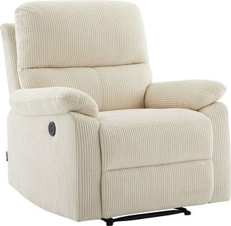 Vente-Unique Sill&oacute;n reclinable el&eacute;ctrico de terciopelo beige LUNANO