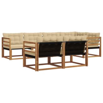 vidaXL Conjunto De Sof&aacute;s De Exterior Con Coj&iacute;n 7 Pcs Natural Y Beige Vidaxl