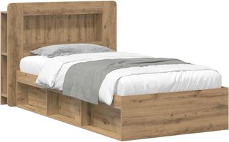 vidaXL Estructura De Cama Con Almacenamiento Roble Artisan 90 X 190 Cm Vidaxl