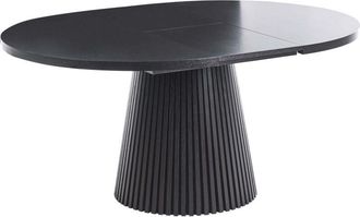 Beliani Dining Table Black Ash Wood MDF Top Legs Extendable Modern Industrial Style MOORE