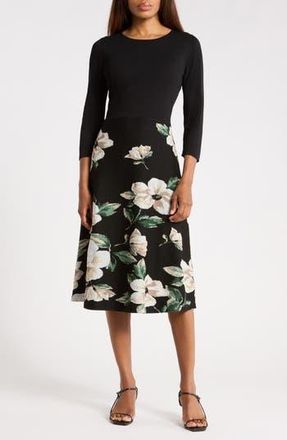 Julia Jordan Long Sleeve Knit Dress in Black/Brown at Nordstrom Rack, Size X-Small