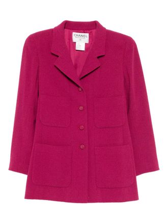 Chanel 1998 single-breasted jacket - women - Wool/Nylon/Spandex/Elastane - 38 - Pink