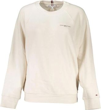 Tommy Hilfiger Beige Crew Neck Sweatshirt Geborstelde Textuur - Dames - Sweatshirts - Beige - 2XS - Katoen - Hoodies & sweatvesten