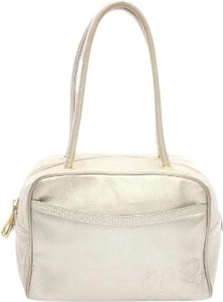 Loewe Pre-owned Anagram Leren Handtas - Dames - Vintage Handtas - Beige - ONE Size - Leer - Vintage