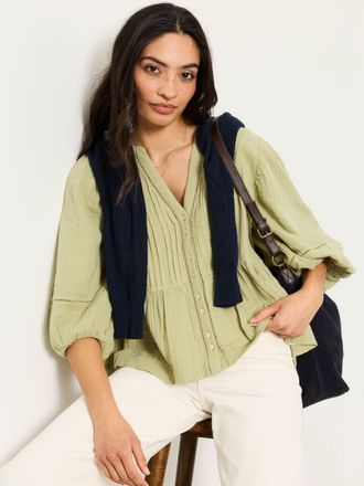 Fat Face FatFace Rosalie Green Regular Embroidered Blouse
