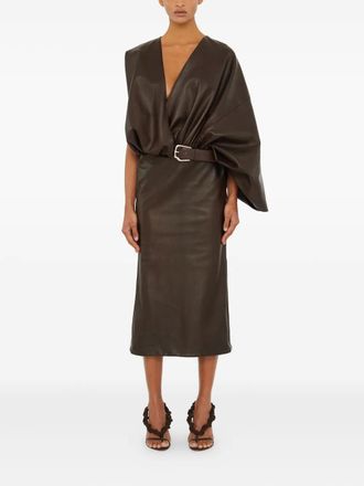 CHRISTOPHER ESBER swaddled belted leather midi dress - Brown