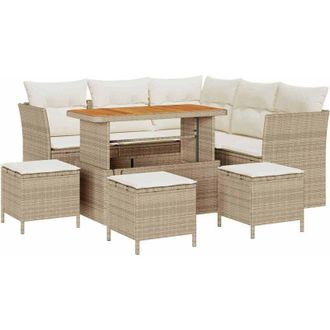 vidaXL Vidaxl - Conjunto De Sof&aacute; De Jard&iacute;n 9 Pcs Beige Y Crema 110 X 55 X 71 Cm