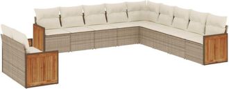 vidaXL Set De Sof&aacute;s De Jard&iacute;n 11pzas Con Cojines Rat&aacute;n Sint&eacute;tico Beige Vidaxl