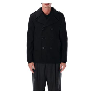 Saint Laurent Black Wool Peacoat Outerwear Aw25