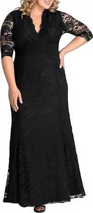 Kiyonna Maria Lace Evening Gown In Black