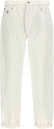 Brunello Cucinelli Off White Relaxed Cotton Trousers, Brand Size 54 (US Size 38)