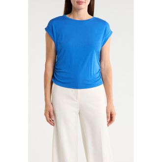T Tahari Cuffed Short Sleeve Ruched T-Shirt in Blue Bliss at Nordstrom Rack, Size X-Large