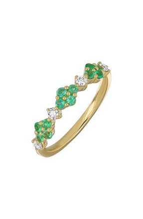 Bony Levy El Mar Emerald & Diamond Stacking Ring in Emerald/18K Gold at Nordstrom Rack, Size 6.5