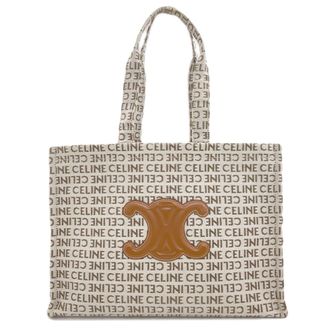 Celine Brown White Canvas Tote Bag (Pre-Owned)