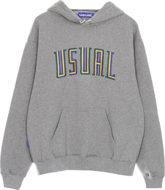 Usual Gestreept Hoodie met Kangoeroezak - Heren - Hoodies - Grijs - L - Katoen - Hoodies & sweatvesten