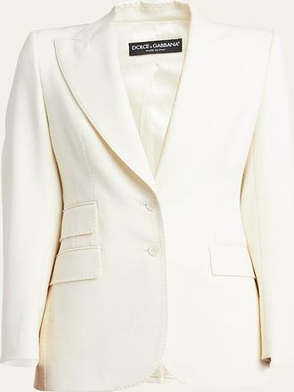 スーツ DOLCE  GABBANA Women Suit Jackets F29YMTFU3R1W0800 White Double-breasted faille Turlington tuxedo blazer in White for