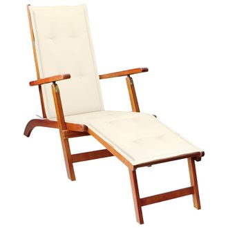 vidaXL Vidaxl - Tumbona De Jard&iacute;n Con Reposapi&eacute;s Y Coj&iacute;n Madera Maciza Acacia