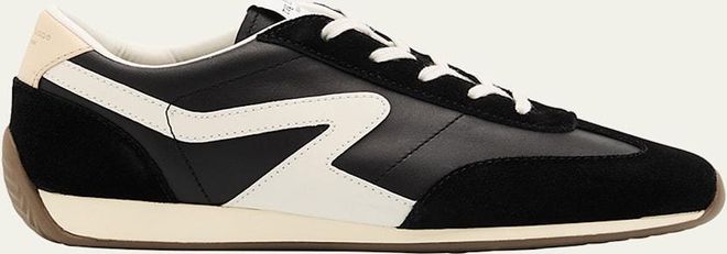 Retro Slim Mixed Leather Sneakers