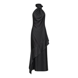 MUGLER Vestido de Seda Largo a Media Pantorrilla con Escote Halter - Dresses - Mujer - Negro - S