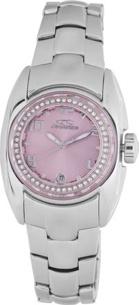 Chronotech Womens Pink Dial Diamond Watch - Silver - One Size