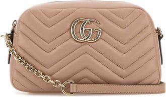 Gucci Pink Nappa Leather Gg Marmont Crossbody Bag