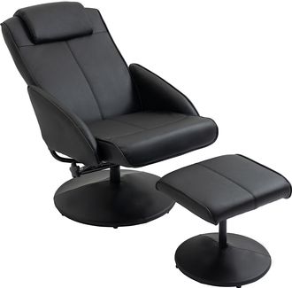 HOMCOM Homcom Poltrona Reclinabile Con Pouf Poggiapiedi E Rivestimento In Finta Pelle