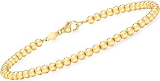 RS Pure by Ross-Simons Italian 3mm 14kt Yellow Gold Bead Bracelet
