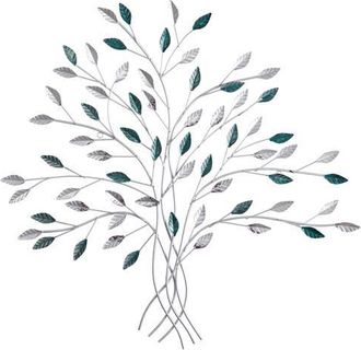 Nearly Natural 30-in x 30-in Hand-Painted Metal Tree of Life Wall Art Decor in Silver/blue at Nordstrom