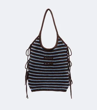 Miu Miu Ivy crochet striped shopper