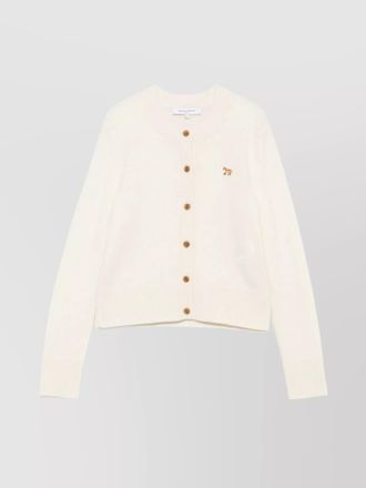 Maison Kitsun&eacute; wool ribbed trim crewneck cardigan