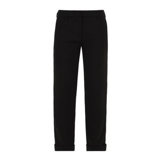 Aspesi Cropped Broeken - Dames - Vrijetijds broeken - Zwart - M - Leer - Broeken