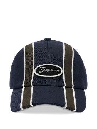 Jacquemus La Casquette Aero striped logo-patch cap - Blue